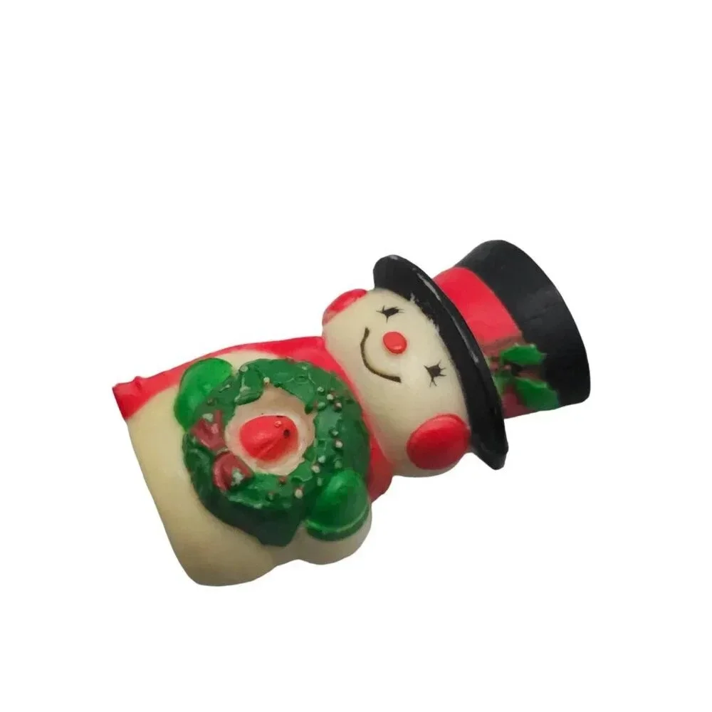 Hallmark Cards Winter Snowman Wreath and Bird Brooch Pin Multicolor Vintage